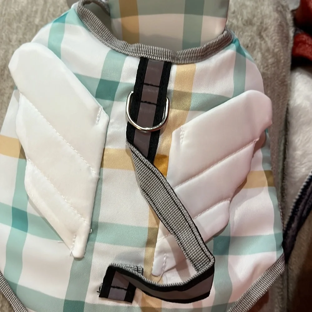 NWT plaid with angel wings life jacket for dogs